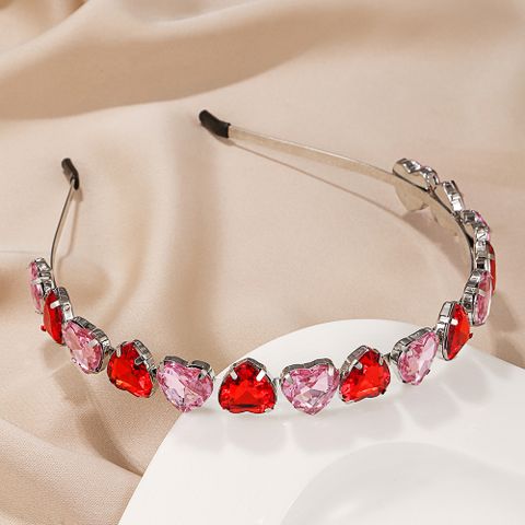 Women's Sweet Heart Shape Alloy Plating Inlay Artificial Gemstones Hair Band