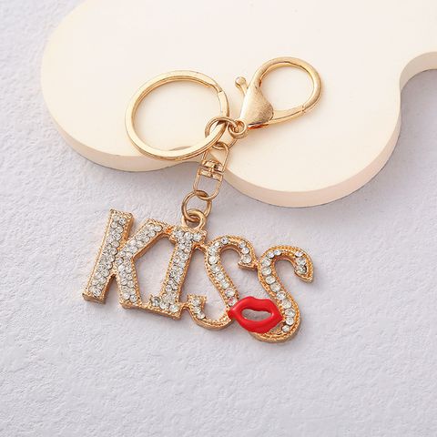 Simple Style Letter Alloy Inlaid Zircon Valentine's Day Unisex Bag Pendant Keychain