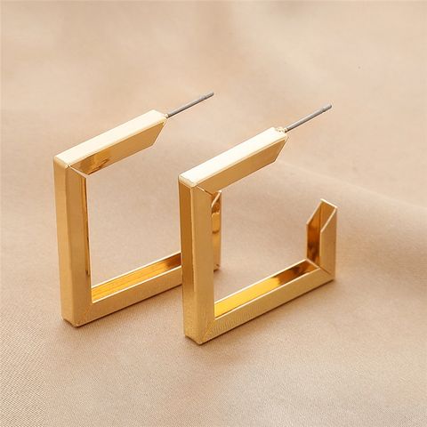 1 Pair Simple Style Square Plating Metal 18k Gold Plated Ear Studs