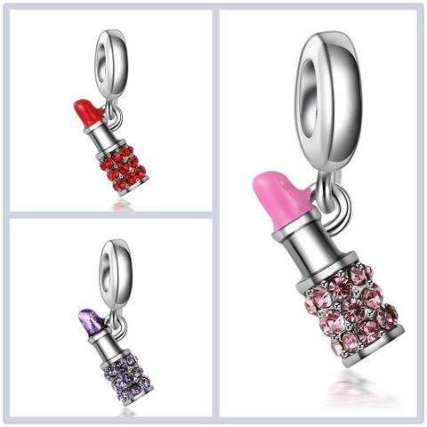 Elegant Lipstick Alloy Plating Inlay Artificial Diamond Jewelry Accessories