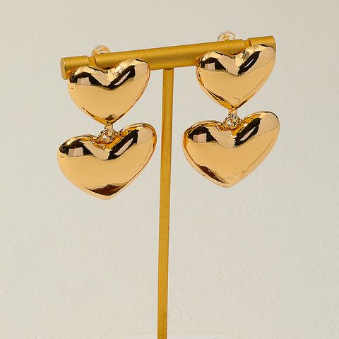 1 Pair French Style Heart Shape Plating Alloy Drop Earrings