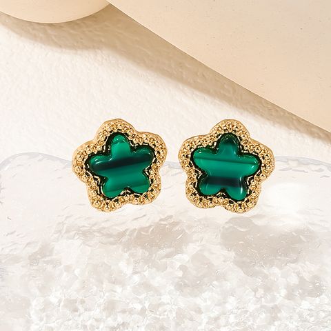 1 Pair French Style Flower Plating Alloy Ear Studs