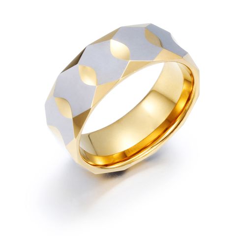 Simple Style Rhombus Tungsten Steel 18K Gold Plated Unisex Rings