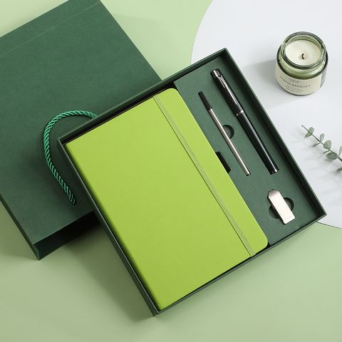 1 Piece Solid Color Class Learning Pu Leather Business Notebook