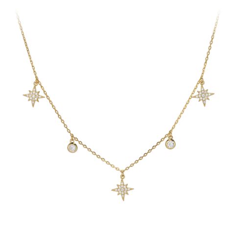 Simple Style Star Sterling Silver Inlay Zircon Necklace