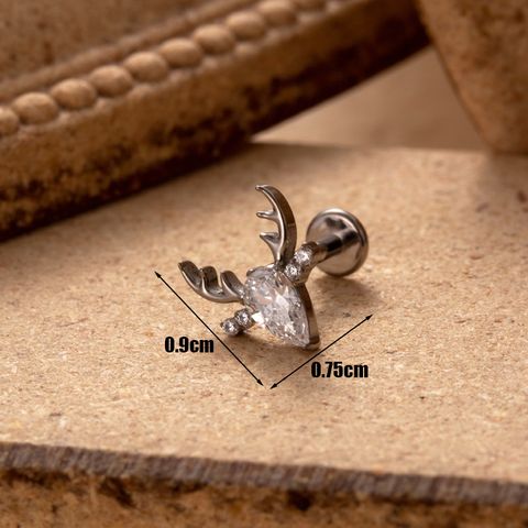 1 Piece Ear Cartilage Rings & Studs Simple Style Korean Style Star Heart Shape Pure Titanium Plating Inlay Zircon