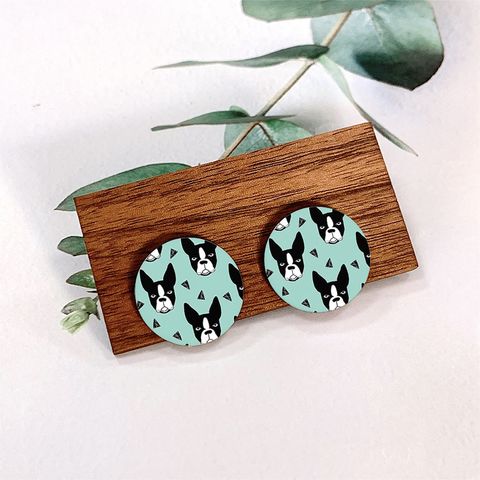 2 Pieces Original Design Cute Modern Style Animal Printing Arylic Ear Studs