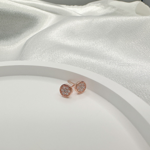 1 Pair Casual Simple Style Classic Style Round Plating Inlay Sterling Silver Zircon 18k Gold Plated Rose Gold Plated White Gold Plated Ear Studs