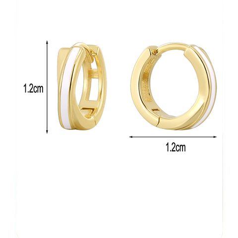 1 Pair Simple Style Color Block Enamel Sterling Silver 18k Gold Plated Earrings