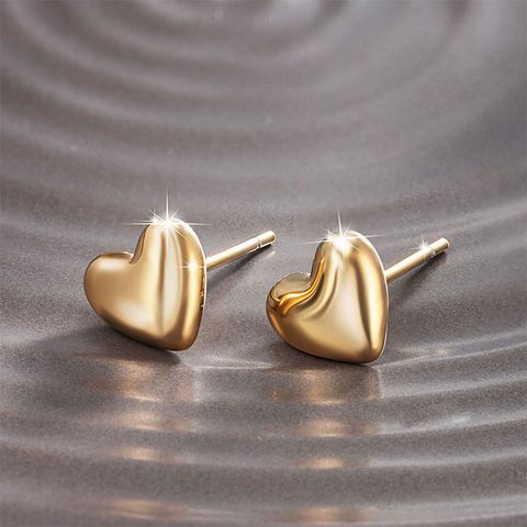 1 Pair Basic Simple Style Heart Shape Plating 304 Stainless Steel 18K Gold Plated Ear Studs