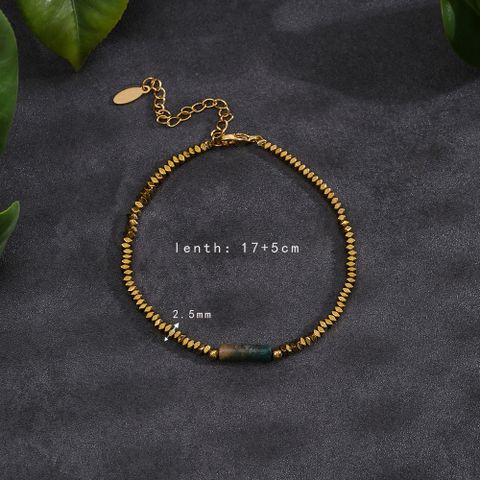 Simple Style Solid Color Stainless Steel Natural Stone Beaded Handmade Plating 18k Gold Plated Bracelets