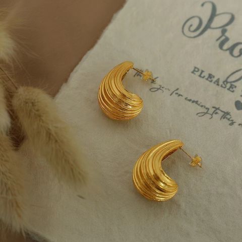 1 Pair Simple Style Water Droplets Plating Stainless Steel 18k Gold Plated Ear Studs