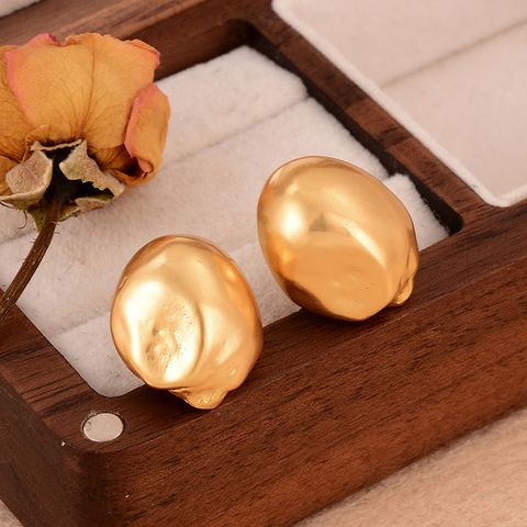 1 Pair Simple Style Irregular Crochet Lace Copper 18k Gold Plated Ear Studs