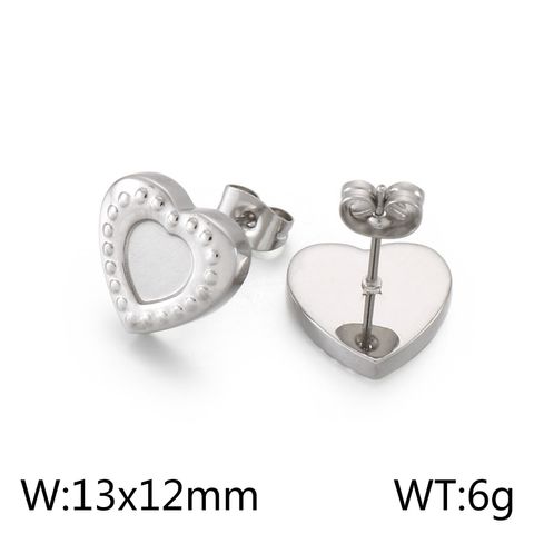 1 Pair Simple Style Heart Shape Plating Stainless Steel 18K Gold Plated Ear Studs