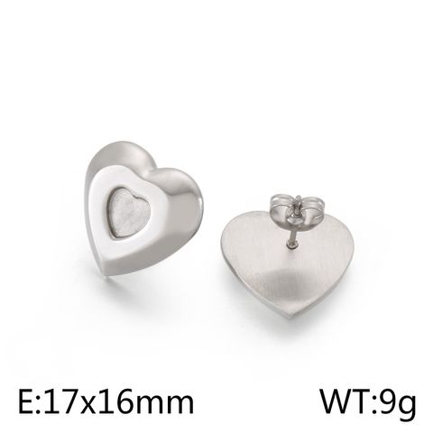 1 Piece Simple Style Commute Heart Shape Plating Stainless Steel 18K Gold Plated Ear Studs