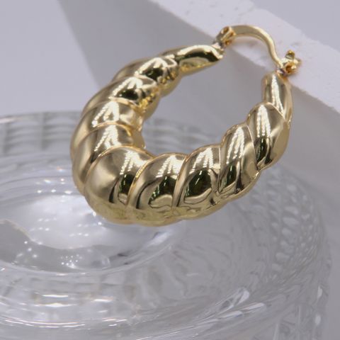 1 Set Lady Round Plating Copper 18k Gold Plated Earrings