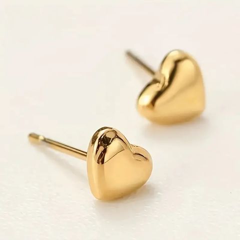 1 Pair Cute Modern Style Classic Style Heart Shape Plating Stainless Steel None Gold Plated Ear Studs