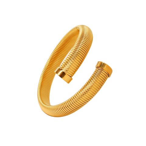 Simple Style Solid Color Stainless Steel 18K Gold Plated Bangle In Bulk