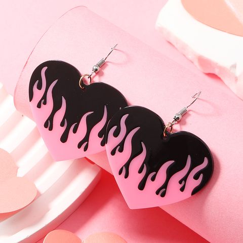 1 Pair Sweet Heart Shape Plating Arylic Silver Plated Drop Earrings