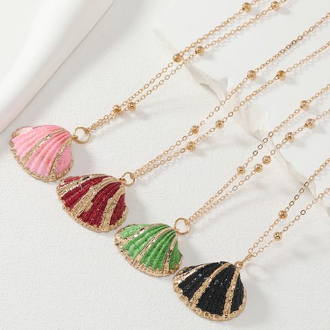 Hawaiian Luxurious Vacation Shell Alloy Gold Plated Women's Pendant Necklace