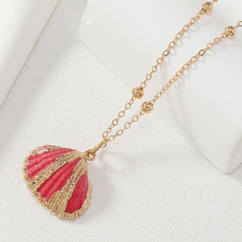 Vacation Tropical Classic Style Shell Alloy Gold Plated Women's Pendant Necklace