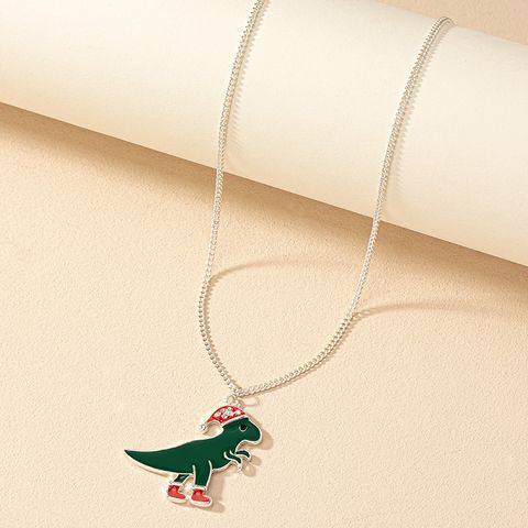 Retro Streetwear Dinosaur Alloy Plating Inlay Rhinestones Women's Pendant Necklace