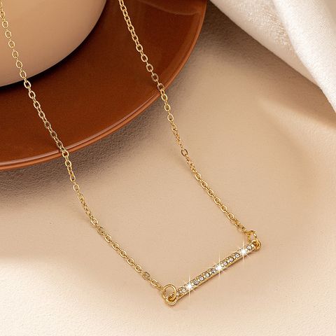 Simple Style Rectangle Alloy Plating Inlay Rhinestones Women's Pendant Necklace