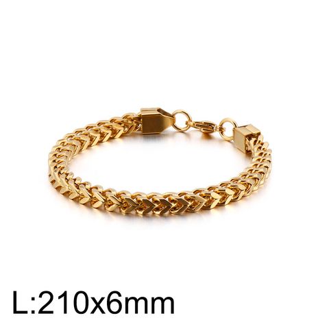 Simple Style Solid Color Titanium Steel Plating Chain 18K Gold Plated Men's Bracelets