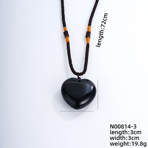 Simple Style Heart Shape Natural Stone Cord Natural Stone Unisex Pendant Necklace