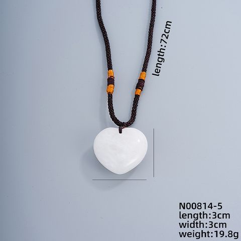 Simple Style Heart Shape Natural Stone Cord Natural Stone Unisex Pendant Necklace