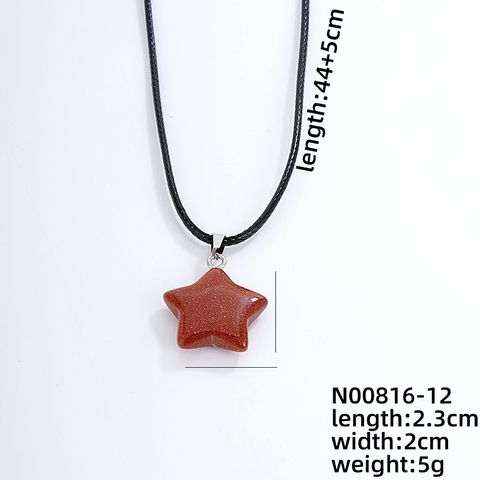 Ig Style Simple Style Pentagram Star Natural Stone Rope Natural Stone Unisex Pendant Necklace
