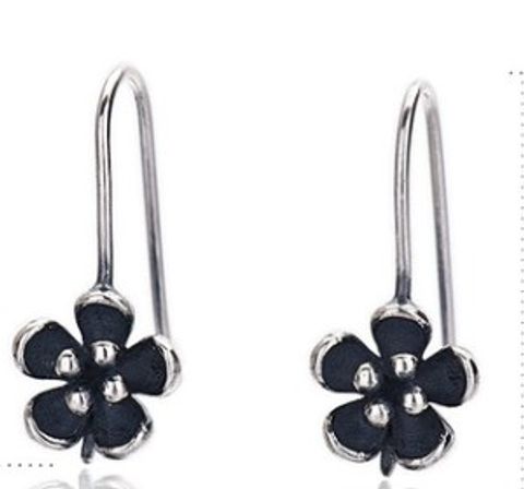 1 Pair Simple Style Flower Patchwork Sterling Silver Earrings
