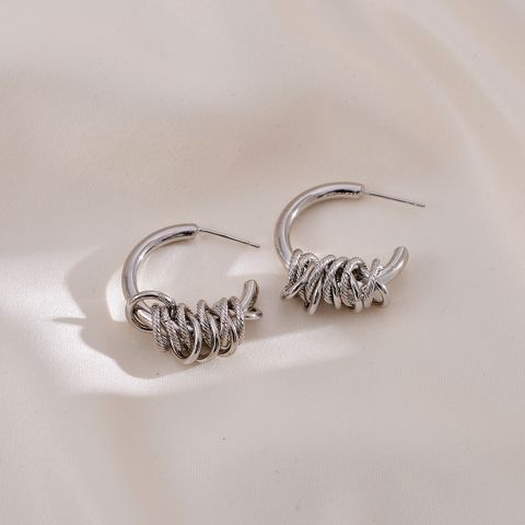 1 Pair Simple Style Streetwear Knot Copper Silver Plated Ear Studs