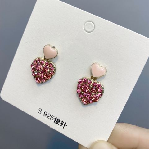 Pink Heart Fashion Diamonds Earrings