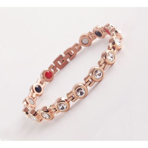 Simple Style Solid Color Alloy Plating Inlay Rhinestones Unisex Bracelets