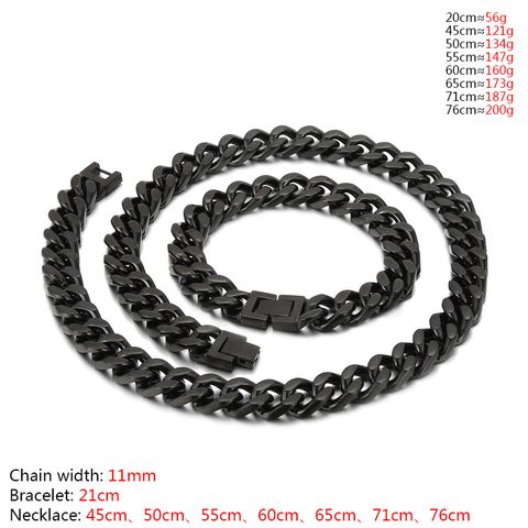 Hip-Hop Simple Style Solid Color Titanium Steel Polishing 18K Gold Plated Men's Bracelets Necklace
