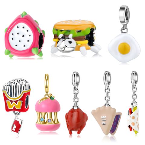 Original Design Apple French Fries Egg Sterling Silver Epoxy Jewelry Accessories