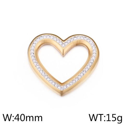 Stainless Steel Zircon 18K Gold Plated Heart Shape