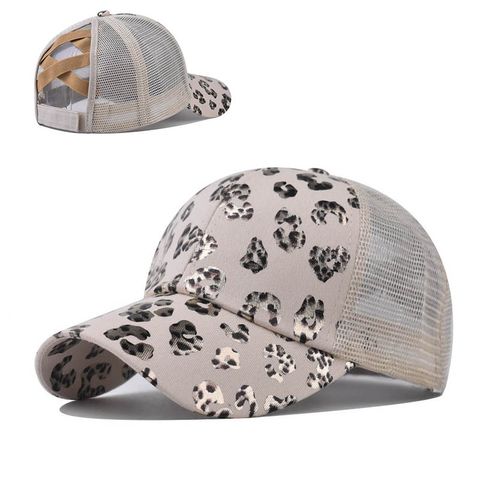 Women's Sweet Simple Style Leopard Curved Eaves Baseball Cap