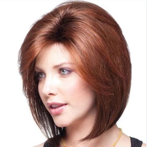 Women's Retro Casual Party High Temperature Wire Side Fringe Short Straight Hair Wigs
