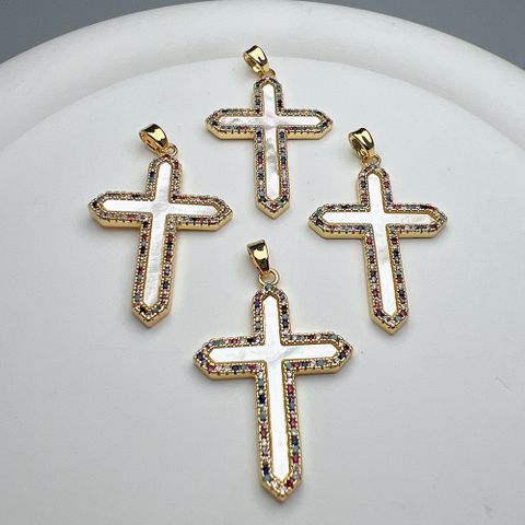 Simple Style Cross Shell Plating Jewelry Accessories