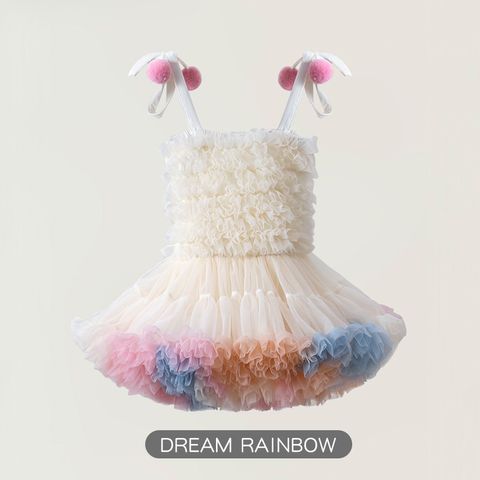 Princess Cute Solid Color Nylon Girls Dresses