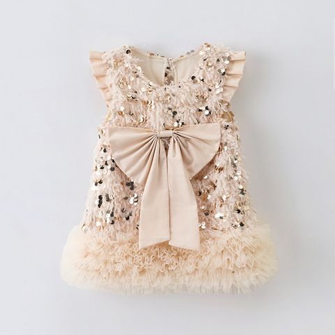 Princess Cute Printing Bow Knot Polyester Girls Dresses