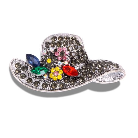 Lady Hat Flower Alloy Inlay Artificial Diamond Women's Brooches
