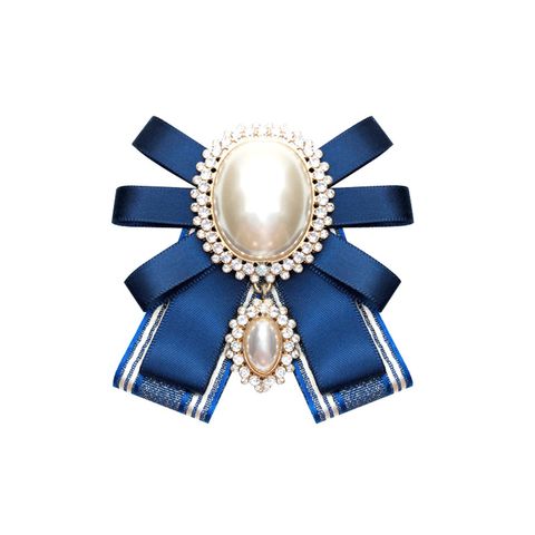 Lady Bow Knot Cloth Plating Inlay Artificial Pearls Artificial Diamond Women's Brooches