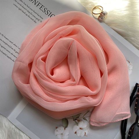 Women's Basic Lady Solid Color Georgette Silk Scarf
