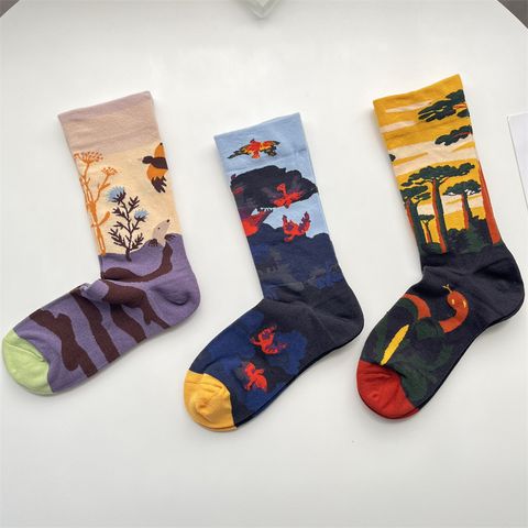 Women's Casual Graffiti Cotton Crew Socks A Pair