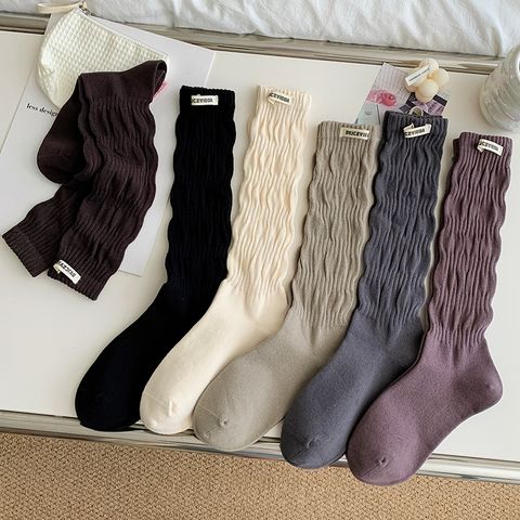 Women's Streetwear Solid Color Cotton Crew Socks A Pair