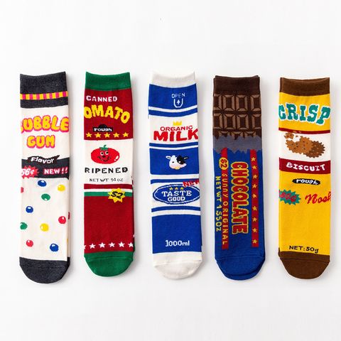 Unisex Casual Streetwear Cartoon Nylon Cotton Jacquard Crew Socks A Pair