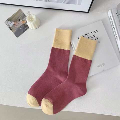 Women's Casual Color Block Polyester Cotton Polyester Crew Socks A Pair